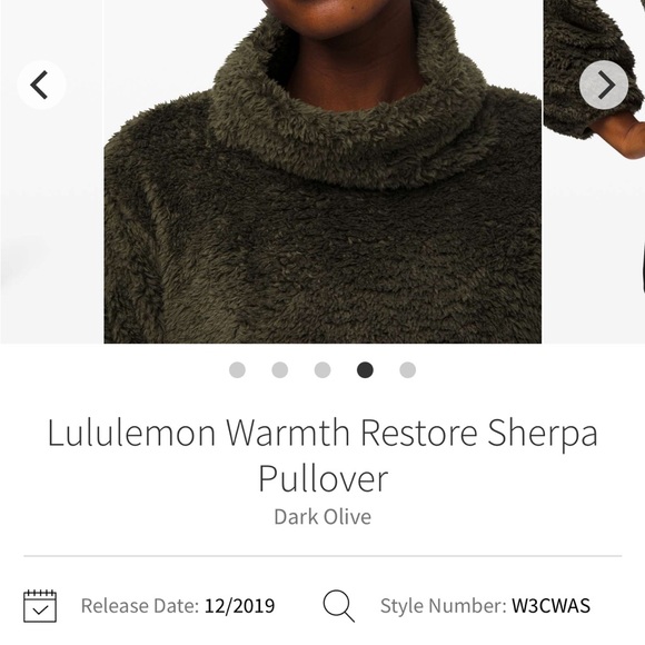 Lululemon Sherpa Warmth Restore Pullover Olive Green Xs/S - Picture 5 of 7